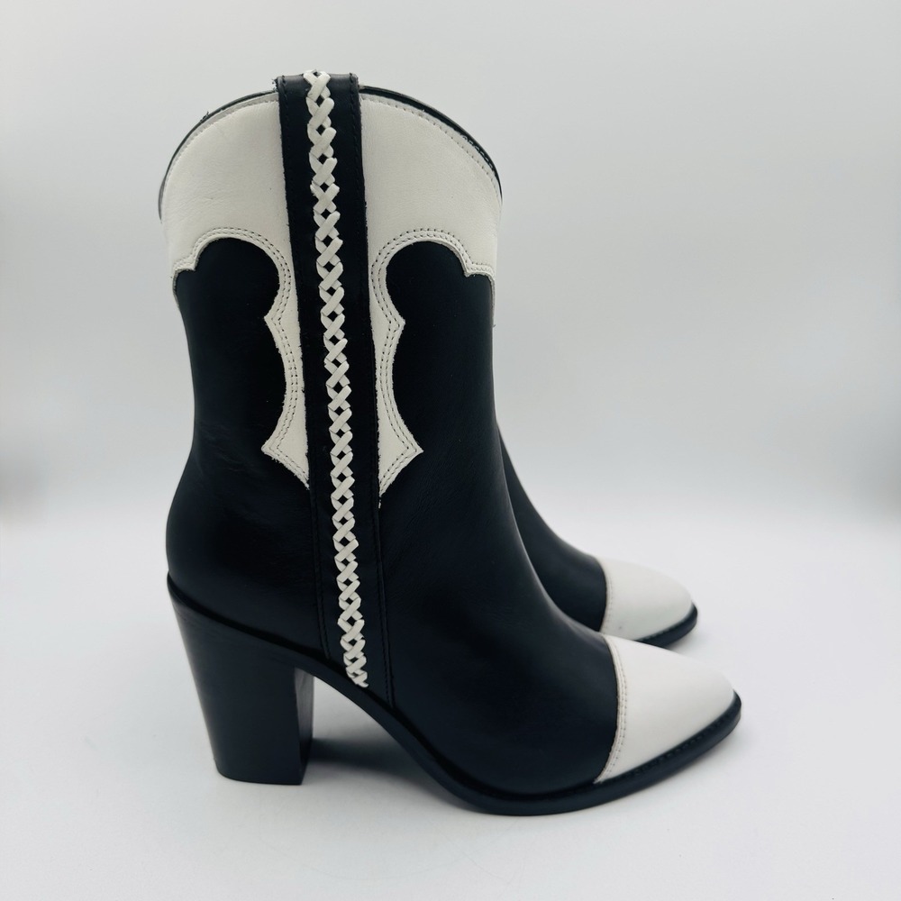 Lucchese Michelle Boots Women's Size 7.5 Black‎ White Leather - Picture 5 of 16